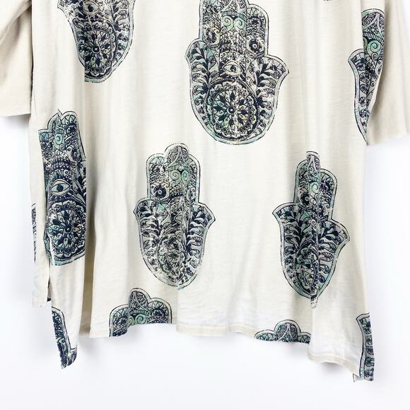 Chaser Hamsa Hands Graphic Oversize T-Shirt Off White Womens Size Small - Picture 10 of 12